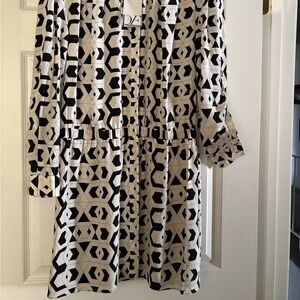 Diane Von Furstenberg Black and White Geometric Mini Dress